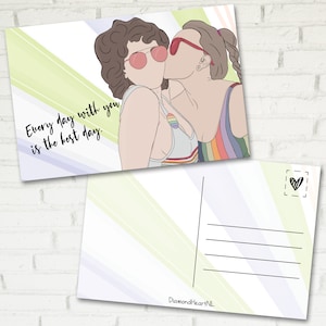 Carte postale A6 Chaque jour avec vous est le meilleur jour | Carte de vœux LGBT et carte de vœux lesbienne