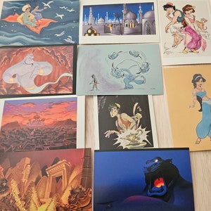 Set de 10 postales originales de Disney Aladdin, varios estilos