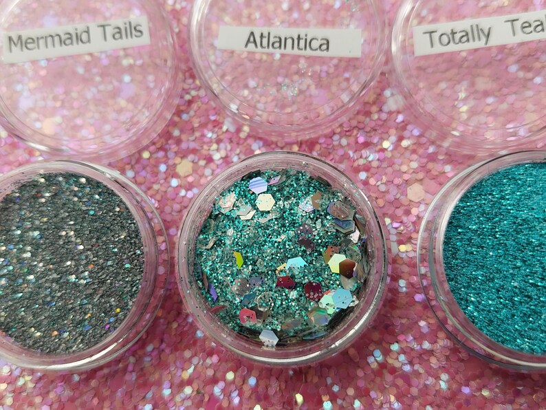 Embossingpuder Glitter Effektpuder Wärmewerkzeugpuder blaugrün, silber Bild 2