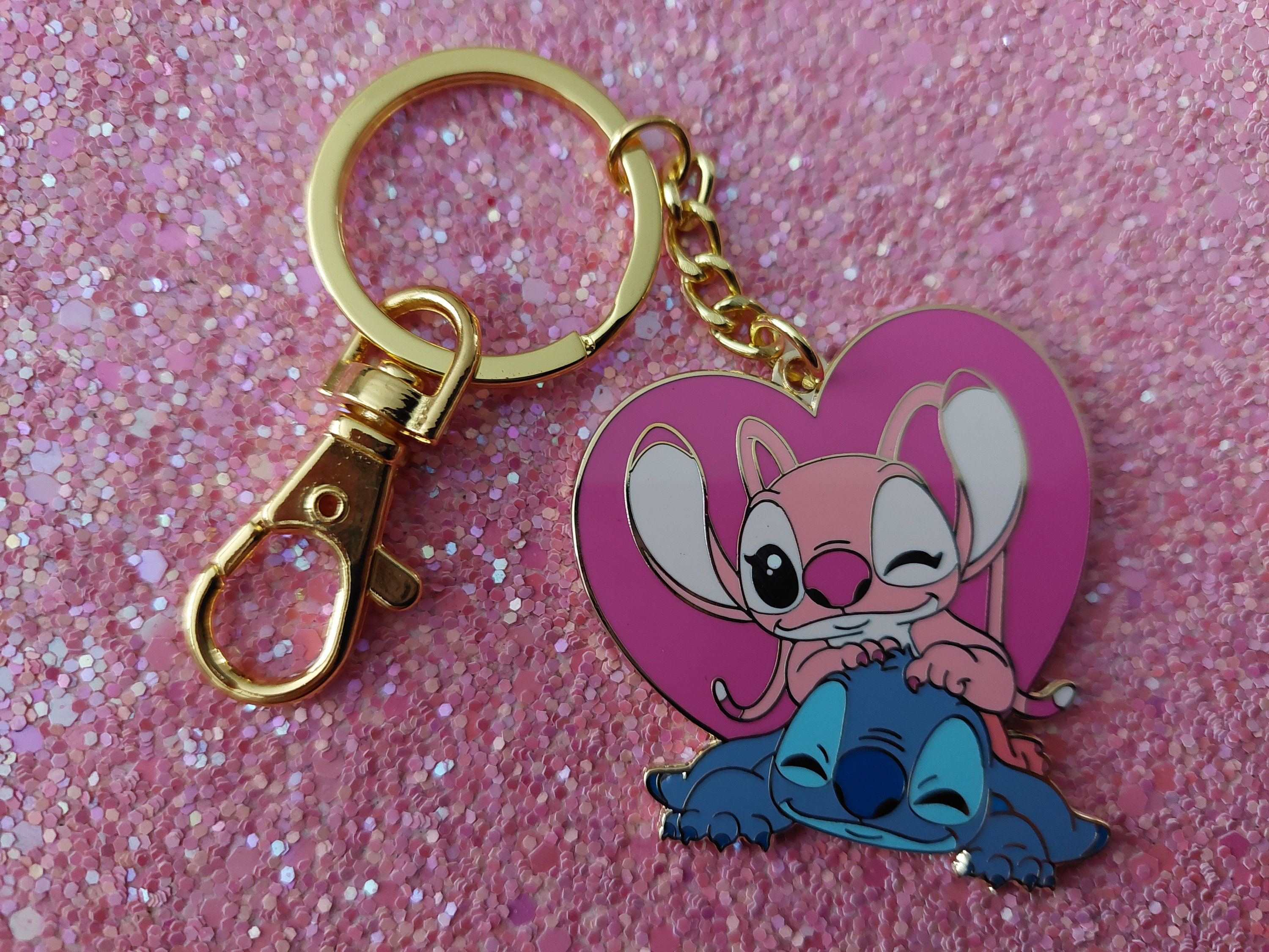 Disney Anime Cartoon Stitch Porte-clés Lilo & Point mignon poupée  porte-clés mode Couple sac ornement porte-clés voiture pendentif cadeau 