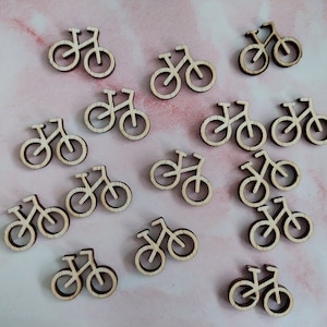 15x wooden bicycle embellishment, wood decor, bicycle cutout blank wood