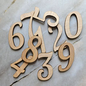 Numeri in legno, numeri vuoti, numeri in legno di betulla Tagliati al laser in diverse dimensioni