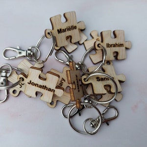 Personalized Puzzle Piece Keychain; favors for children's parties; puzzle key rings, small key rings; wedding thank yous