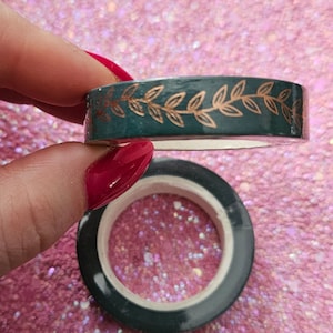 Washi tape 10mm x 10m Gold Folie Blad Groen - Scrapbooking - snailmail - bullet journaling