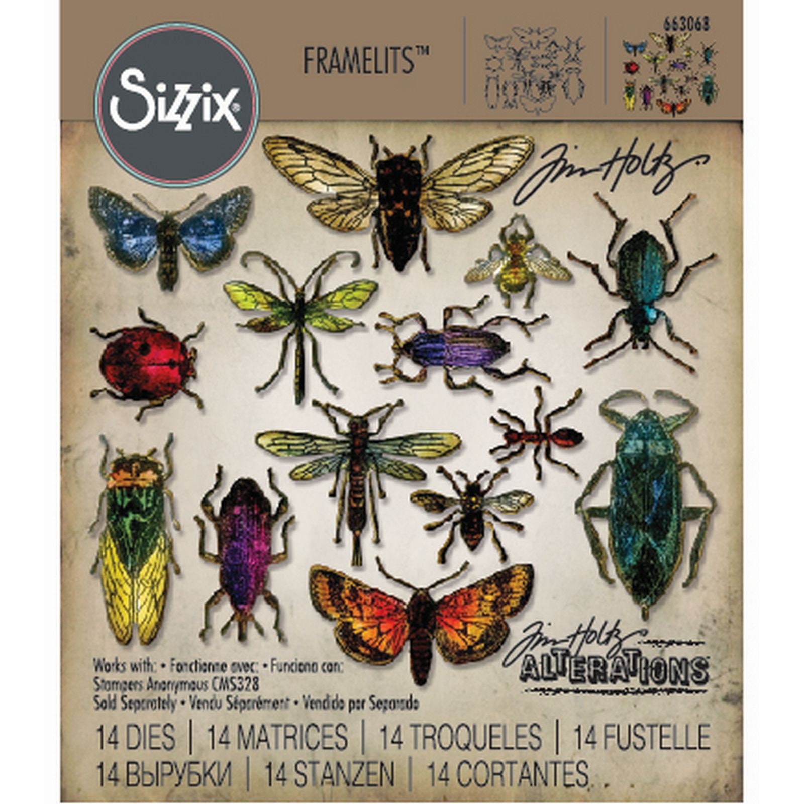 Sizzix / Tim Holtz Framelits Entomology 14 Dies 663068