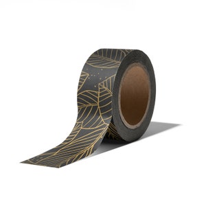 Washi tape – 15mm x 10 metros – Lovely Leaves – Negro