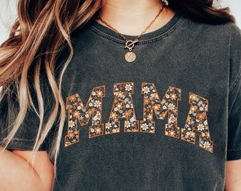 Retro Floral Mama PNG: Halloween Varsity Font (Digital File)