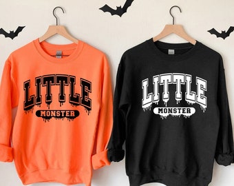 Little Monster Halloween SVG PNG: Spooky Vibes, Arched College Font (Digital File)