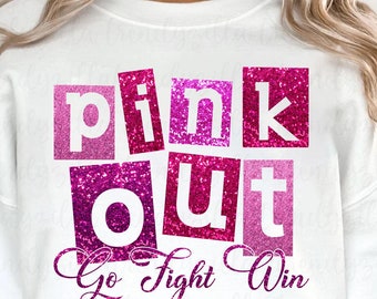 Pink Out Glitter PNG: Breast Cancer Awareness Sublimation (Digital Download)
