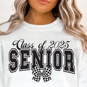 Senior Coquette Bow kariert 2025 png, Graduate 2025 png, Senior von 2025, High School Sublimation, Senior 2025 Grad, Girly Aesthetic
