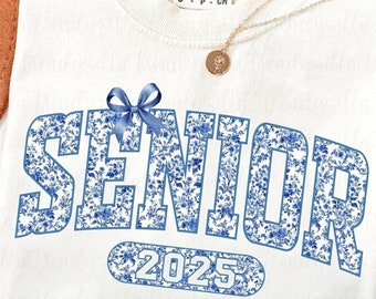 Senior 2025 Chinoiserie PNG: Blue Toile Graduate Design (Digital Download)