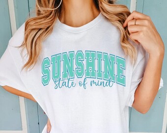Sunshine State of Mind SVG PNG - Beachy Summer Varsity Font (Digital File)
