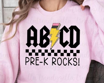 Pre-K Rocks Retro Design PNG: Teacher Life (Digital Download)