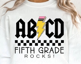Fifth Grade Rocks PNG: Retro RocknRoll Design (Digital Download)