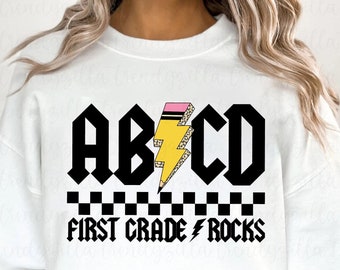 First Grade Rocks PNG: Retro RocknRoll Design (Digital Download)
