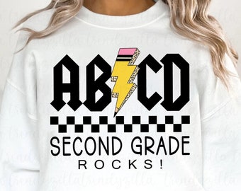 Second Grade Rocks PNG: Retro Rock'n'Roll Design (Digital Download)