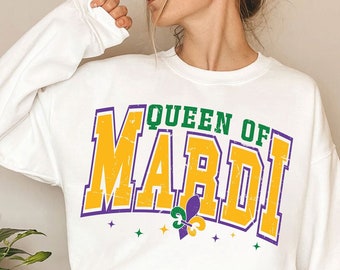 Queen of Mardi Gras Varsity Design: SVG, PNG (Digital File)