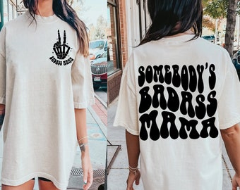 Badass Mama Skeleton Hand Svg Png: Retro Wavy Text (Digital Download)
