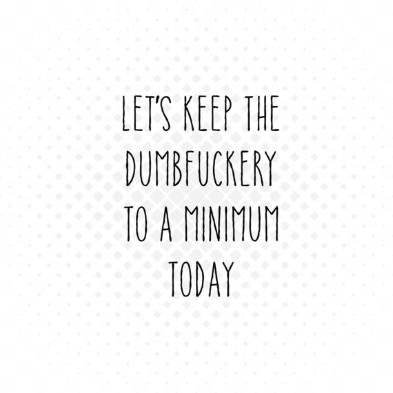 Funny Sarcastic PNG File: Dumbfuckery Minimum (Instant Download)
