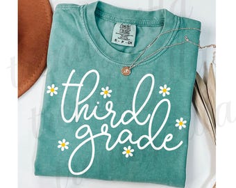 Third Grade Daisy PNG: Back to School Teacher Design (Digital Download)