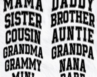 Matching Family Football SVG Bundle: Arched College Text (Digital File)