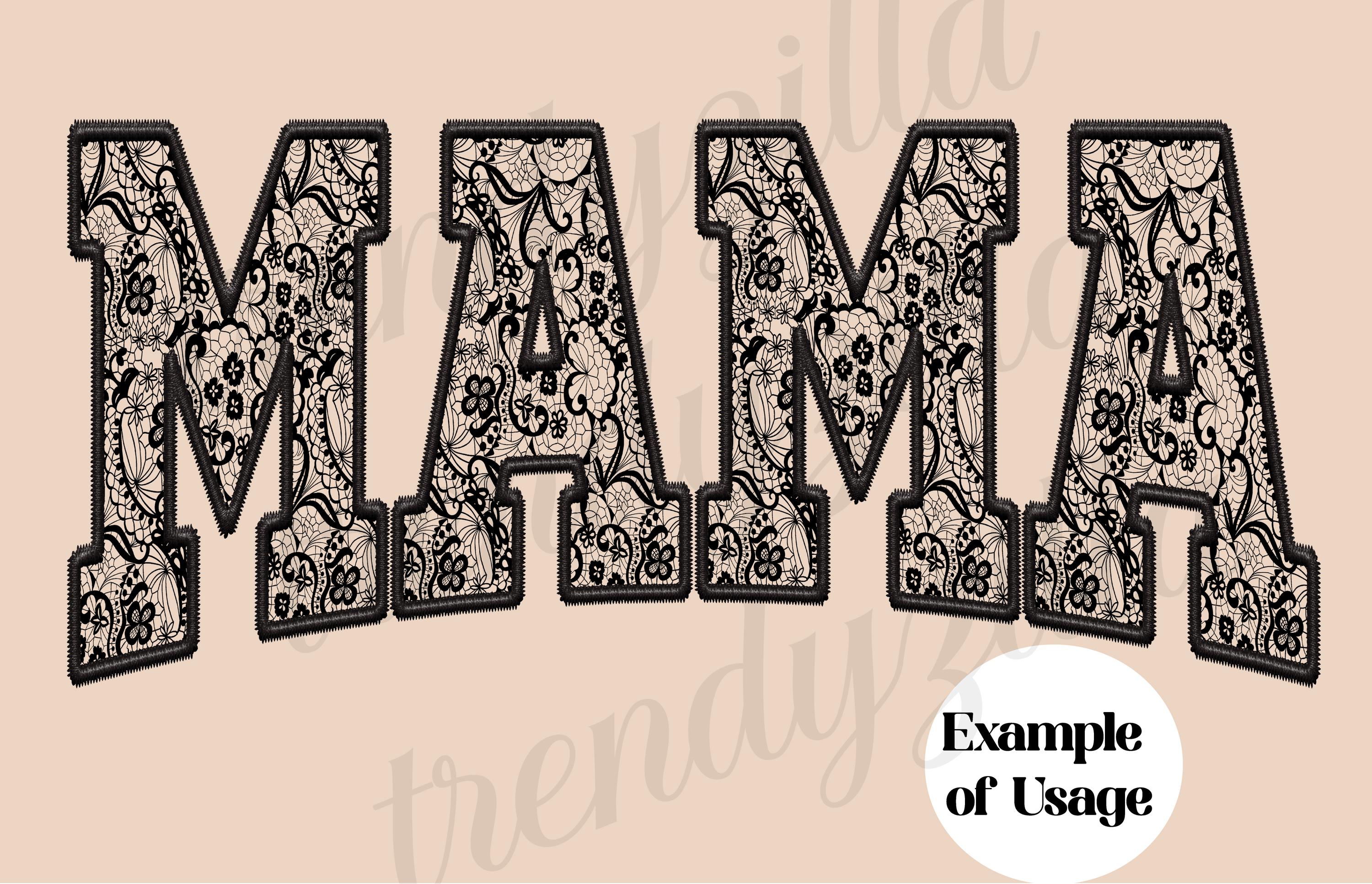 Black Lace Varsity Letters PNG: Floral Embroidery Alphabet (digital ...