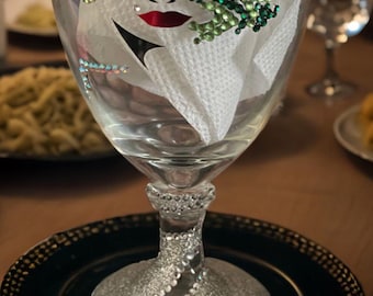 Bling Wine Goblet, Wine Glass, Diva Wine Glass, Butterfly Glass, Cute Gifts for her, Birthday Glass, 16.25 Oz