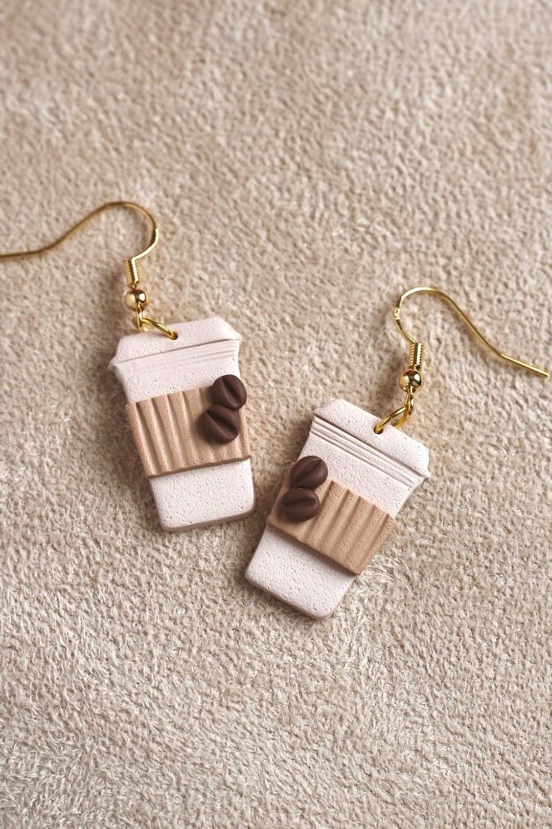Coffee Cup Earrings Coffee Bean Earrings Polymer Clay Earrings Coffee ...