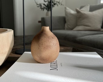 handmade vintage small studio pottery bud flower vase sculpture rustic modern farmhouse natural minimal home decor