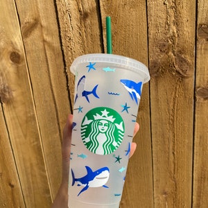 Shark theme Starbucks cold cup, ocean theme cup