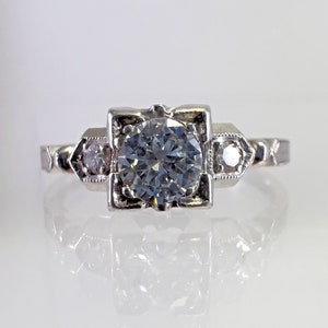 Vintage Art Deco Edwardian Platinum Ladies Vintage Diamond Engagement Ring