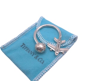 Tiffany & Co. Sterling Silver Globe Airplane Key Ring | Travel