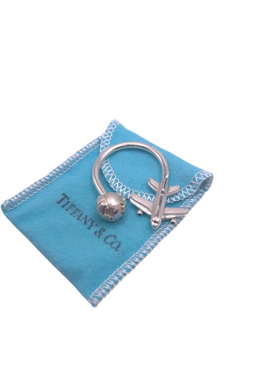 Tiffany & Co. Sterling Silver Globe Airplane Key Ring | Travel