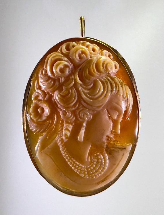 18K Rose And Yellow Gold Vintage Cameo Brooch/Pend