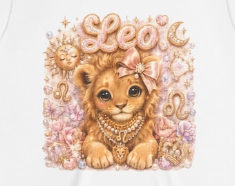 Leo Lion Cub Zodiac Tee | Celestial Baby Lion Astrology Shirt | Boutique Kids Horoscope Graphic