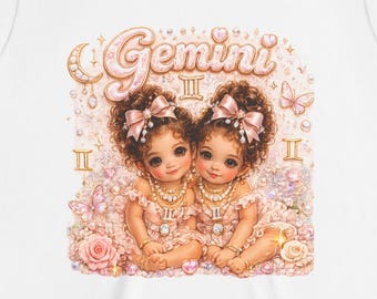 Gemini Twins Illustration Youth Tee | Zodiac Astrology Celestial Shirt | Boutique Watercolor Design