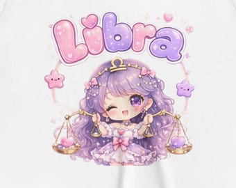 Libra Zodiac Girl Tee | Kawaii Astrology Scales Shirt