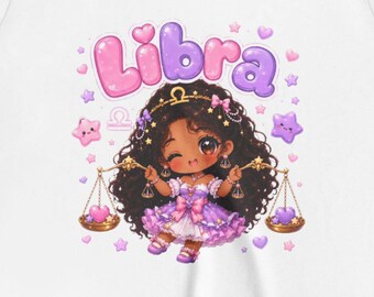 Libra Girl with Scales Youth Tee | Celestial Zodiac Astrology Shirt