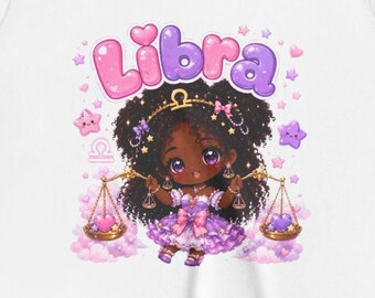 Libra Zodiac Girl Tee | Celestial Scales Astrology Shirt