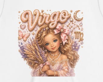 Virgo Zodiac Girl Tee | Celestial Illustration, Astrology Design, Youth Apparel