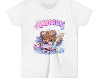 Aquarius Zodiac Girl Tee | Adorable Water Bearer Horoscope Shirt