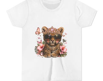 Bling Leopard Cub Tee | Sunglasses Crown Floral Youth Shirt