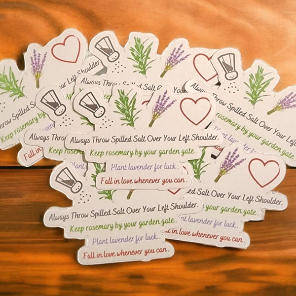 Salt rosemary lavender and love quote practical magic inspired sticker