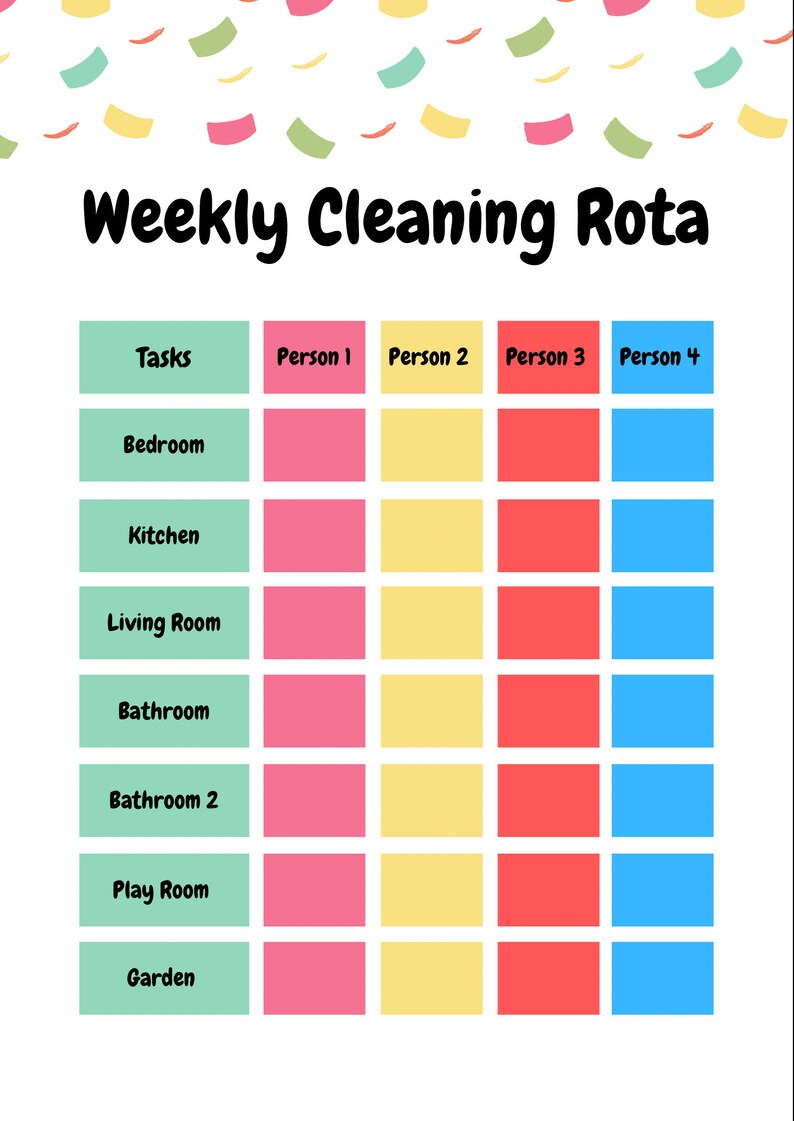 Printable Chore Rota for families or flat mates Chore rota | Etsy México