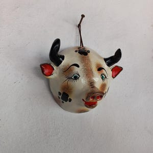 Vibrantly colored coconut mask. Wall decoration. Home decorations. Handmade collectible Mexican mask.