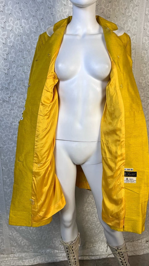 Rare 1960s Mod Canary Yellow Thai Silk Coat/Dress - image 9