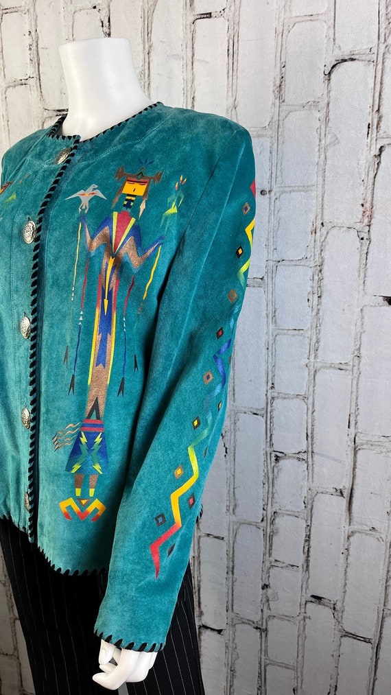 Vintage Char Suede Hand Painted Jacket Concho But… - image 4