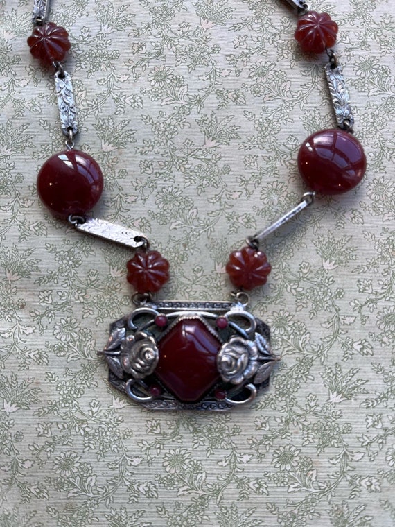 Art Deco 1920s Carnelian Style Necklace - image 2