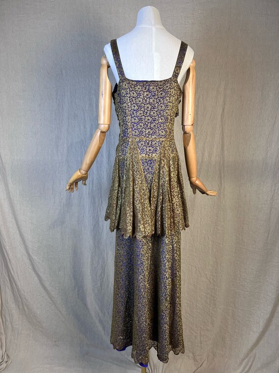 Rare 1930s Gold Lamé Lace Evening Gown - image 4