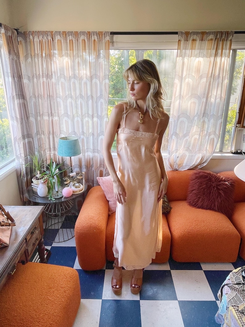 boho bridal peach silk dress